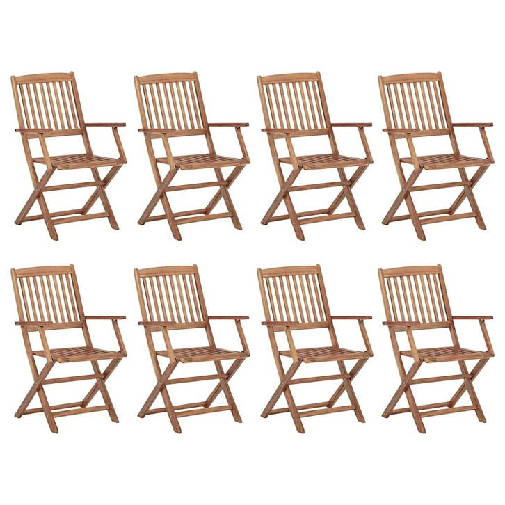 vidaXL Tuinstoelen 8 st inklapbaar massief acaciahout, Tuin en Terras, Tuinstoelen, Nieuw, Verzenden