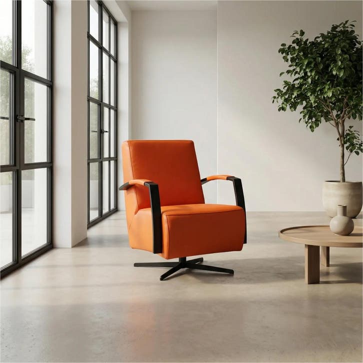 Set van 2 Leren draaifauteuils Mood - Toledo Orange, Maison & Meubles, Fauteuils, Enlèvement ou Envoi