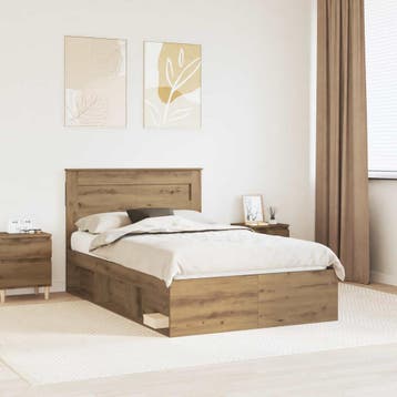 vidaXL Bedframe Ambachtelijk Eiken 120 x 200 cm Massief, Verzenden