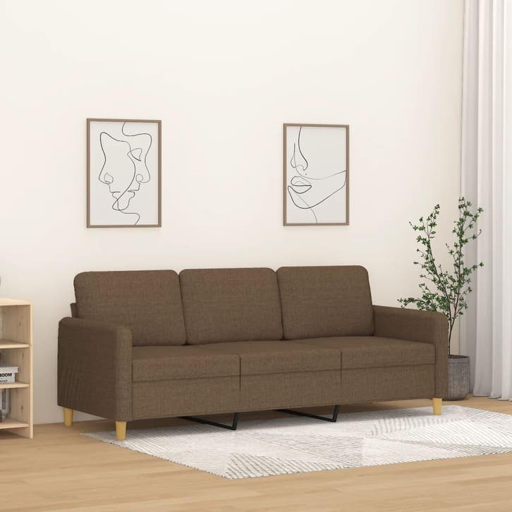 vidaXL Driezitsbank / zetel 180 cm stof bruin, Huis en Inrichting, Zetels | Zetels, Nieuw, Verzenden