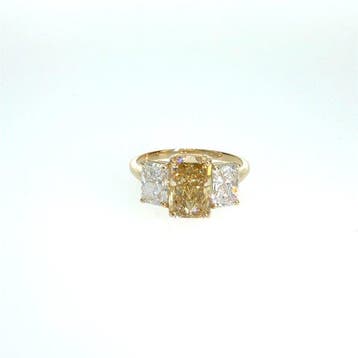 Ring - 14 karaat Geel goud - 5.11ct. tw. Geel Diamant (Fancy