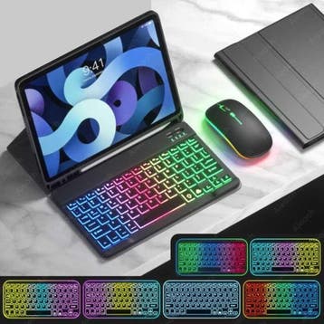 RGB Toetsenbord Hoes en Muis voor iPad 10.2 - QWERTY, Verzenden, Nieuw