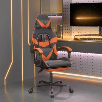 vidaXL Gamestoel met voetensteun kunstleer zwart en oranje, Huis en Inrichting, Stoelen, Verzenden, Nieuw