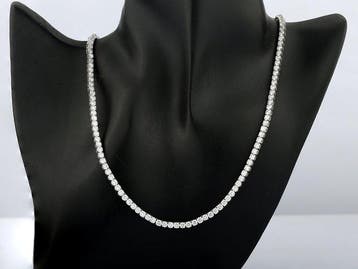 Halsketting - 14 karaat Witgoud - 15.83ct. tw. Diamant, Nieuw