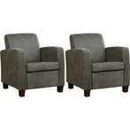 Set van 2 Leren fauteuils Joy - Kenia Antracite (grijs) -, Nieuw, Ophalen of Verzenden, 50 tot 75 cm, Leer