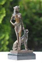 Statue, cleopatra - 26 cm - Bronze, Antiquités & Art