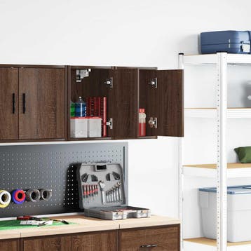 vidaXL Garagewandkasten 2 st spaanplaat bruin eiken, Verzenden
