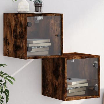 vidaXL Nachtkastjes met glazen deuren 2 st 35x37x35 cm, Verzenden