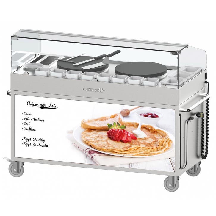Crêpe-Trolley | RVS | 2 Bakplaten (Ø400mm) | 5.4kW |, Articles professionnels, Horeca | Équipement de cuisine, Envoi