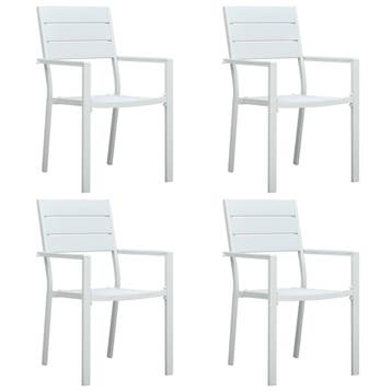 vidaXL Tuinstoelen 4 st hout-look HDPE wit, Jardin & Terrasse, Verzenden