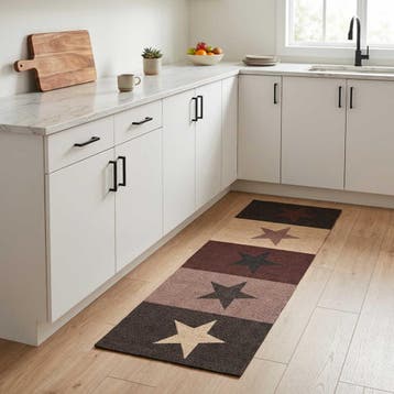 vidaXL Keuken Tapijt rode sterren 150 x 45 cm 100% Polyamide, Jardin & Terrasse, Paillassons, Verzenden
