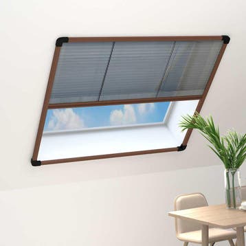 vidaXL Raamhor plissé 120x120 cm aluminium bruin, Verzenden, Nieuw