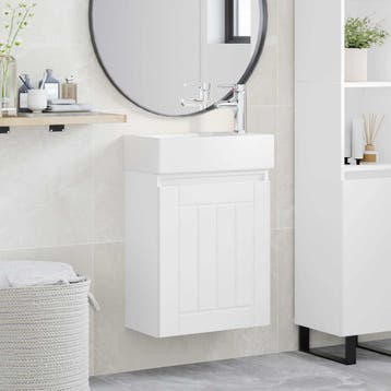 vidaXL Badkamermeubel met kraan Wit 45,5 x 25,5 x 84 cm, Verzenden, Nieuw