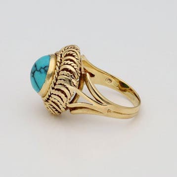 Ring - 18 karaat Geel goud Turquoise, Nieuw