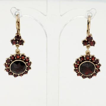 Boucles doreilles - 14 carats Or jaune Grenat