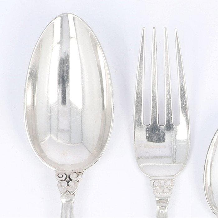Georg Jensen - Georg Jensen - Model Acorn - Dinerbestek -, Antiek en Kunst, Antiek | Zilver en Goud