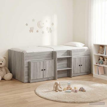 vidaXL Loft Bed Frame met Kast 3 st Grijs Sonoma Bewerkt, Verzenden, Nieuw