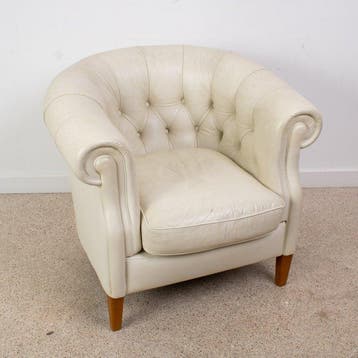 Fauteuil - Chesterfield-stijl - Leder, Hout, Huis en Inrichting, Overige Huis en Inrichting, Nieuw
