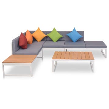 vidaXL 4-delige Loungeset met kussens aluminium en HKC, Tuin en Terras, Verzenden, Nieuw, Loungeset
