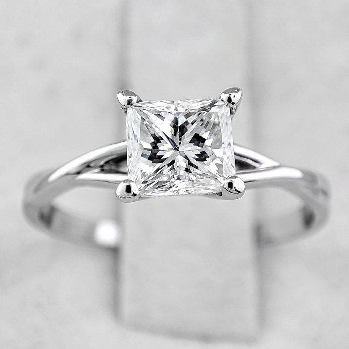 Ring - 14 karaat Witgoud, D/VS2 - 0.94ct. tw. Diamant, Bijoux, Sacs & Beauté, Bagues