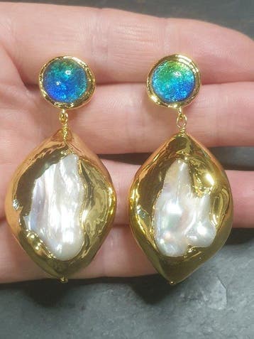 Perles Biwa naturelles de grande taille, verre de Murano, Verzamelen