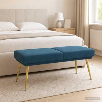 vidaXL Dubbel-laags bank Blauw 120 x 45 x 46 cm Fluweel, Huis en Inrichting, Verzenden, Nieuw