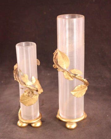 Paar antieke geslepen - Vase (2) - Verre, Plaqué or, Antiek en Kunst