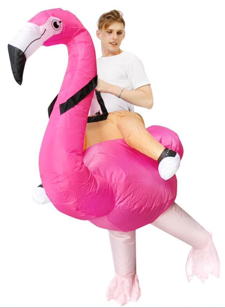 KIMU® Opblaas Kostuum Rijdend op Flamingo Opblaasbaar Pak Fl, Kleding | Dames, Carnavalskleding en Feestkleding, Nieuw, Ophalen of Verzenden