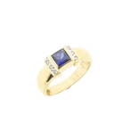 Gouden ring met saffier en diamanten, Gebruikt, Overige kleuren, Ophalen of Verzenden, 17 tot 18