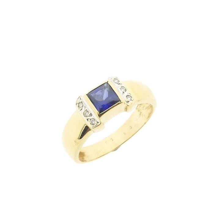 Gouden ring met saffier en diamanten, Bijoux, Sacs & Beauté, Bagues, Enlèvement ou Envoi