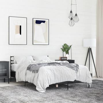vidaXL Bedframe bewerkt hout metaal zwart 140x200 cm, Verzenden, Nieuw