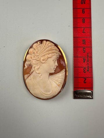 Cameo - 18 karaat Geel goud - Camee en schelp