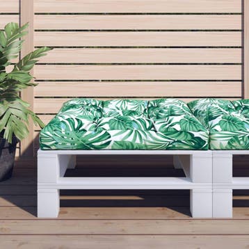 vidaXL Palletkussen bladpatroon 80x80x12 cm stof, Verzenden, Nieuw
