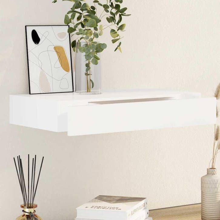 vidaXL Wandschap met lade zwevend MDF wit, Huis en Inrichting, Kasten | Wandmeubels, Nieuw, Verzenden