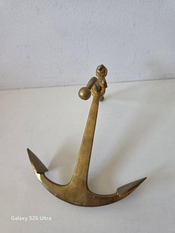 Maritieme objecten - Verguld messing- Decoratief anker, Antiek en Kunst