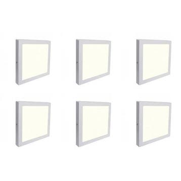 LED Downlight 6 Pack - Opbouw Vierkant 18W - Natuurlijk Wit, Verzenden, Nieuw