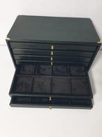 Accessoires. Black eco-leather coin cabinet for 48 places