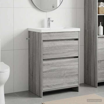 vidaXL Badkamer Onder Het Wastafel Kast Grijs Sonoma 56 x, Huis en Inrichting, Verzenden, Nieuw