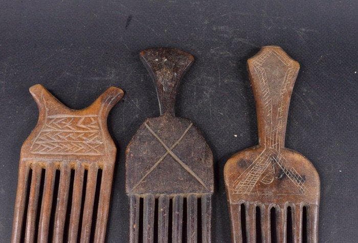 Set van 3 kammen - Baule - Ivoorkust, Antiquités & Art, Art | Art non-occidental