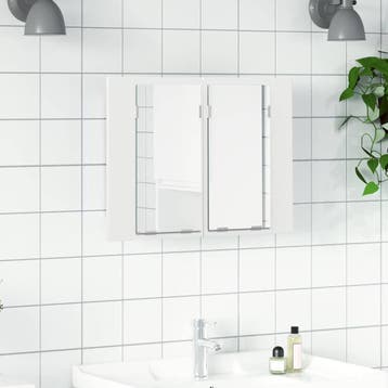 vidaXL Badkamerkast met spiegel en LED 60x12x45 cm acryl wit, Verzenden
