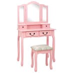 vidaXL Kaptafelset met kruk 80x69x141 cm paulowniahout roze, Verzenden, Nieuw