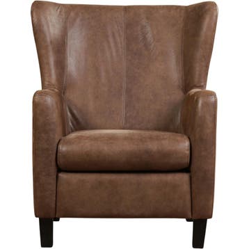 Leren fauteuil Hug - Vintage Brown (bruin) - Poten hout, Huis en Inrichting, Nieuw, Ophalen of Verzenden, 75 tot 100 cm, Eigentijds, Klassiek, Retro, Romantisch