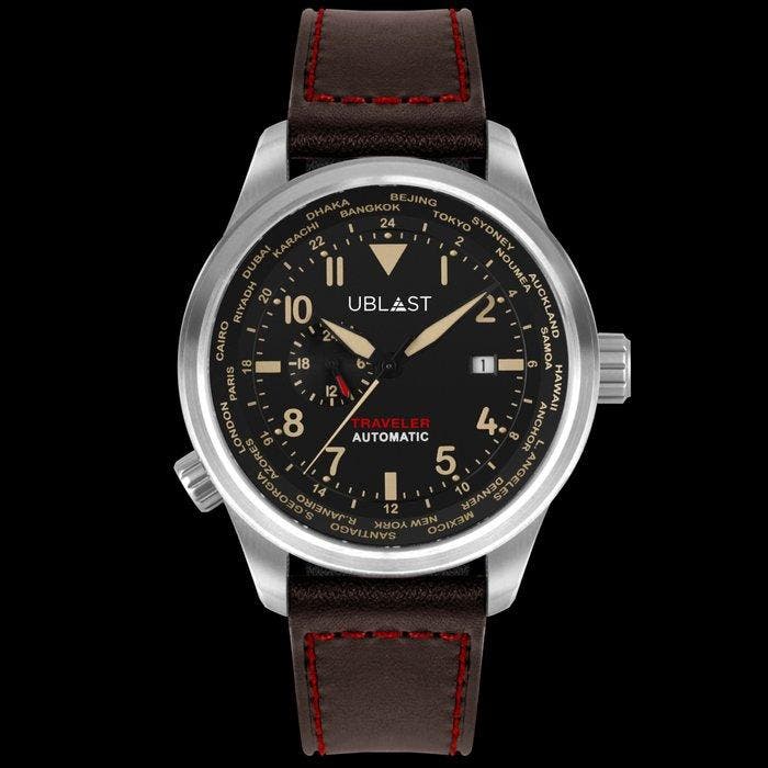 Ublast - Traveler Automatic World Time - Zonder minimumprijs, Bijoux, Sacs & Beauté, Montres | Hommes