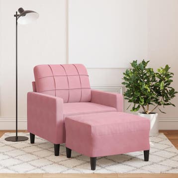 vidaXL Fauteuil met voetenbank / zetel 60 cm fluweel roze, Verzenden, Nieuw