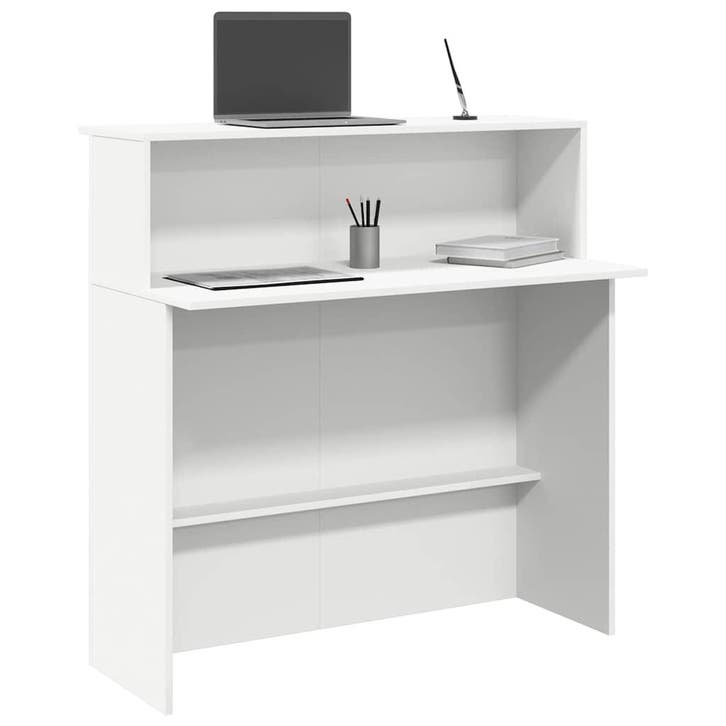 vidaXL Receptiebalie wit 100x50x103,5 cm bewerkt hout, Huis en Inrichting, Bureaus, Nieuw, Verzenden