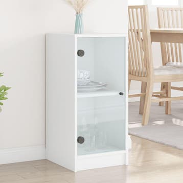 vidaXL Bijzetkast met glazen deuren 35x37x75,5 cm wit, Huis en Inrichting, Kasten | Dressoirs, Verzenden, Nieuw