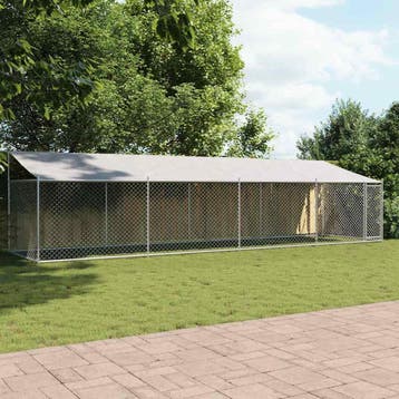 vidaXL Hondenhok met dak en deur 8x2x2 m gegalvaniseerd, Verzenden, Nieuw