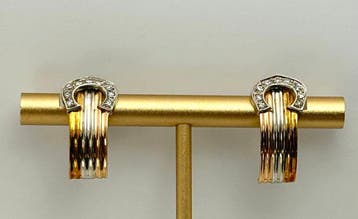 Oorbellen - 18 karaat Geel goud - 0.09ct. tw. Diamant, Nieuw