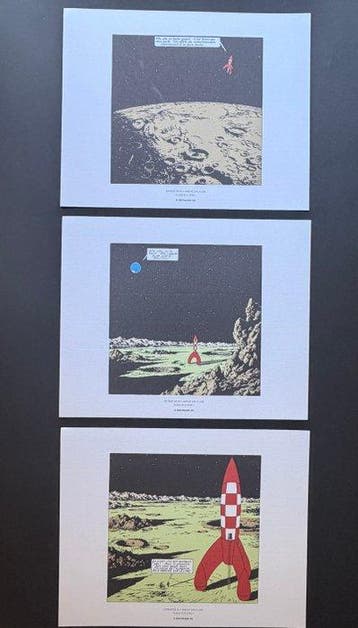 Moulinsart - Tintin - Ensemble de 3 tirés à part Lune, Nieuw