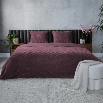 Parure de lit en teddy Hexagon - bordeaux - 240 x 220 cm | 2, Maison & Meubles, Verzenden, Neuf